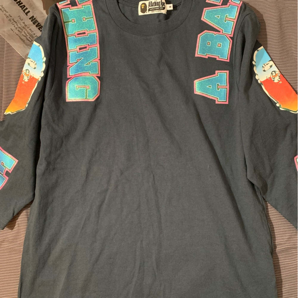 Men’s Bape Glitter 3/4th baseball t-shirt size medium